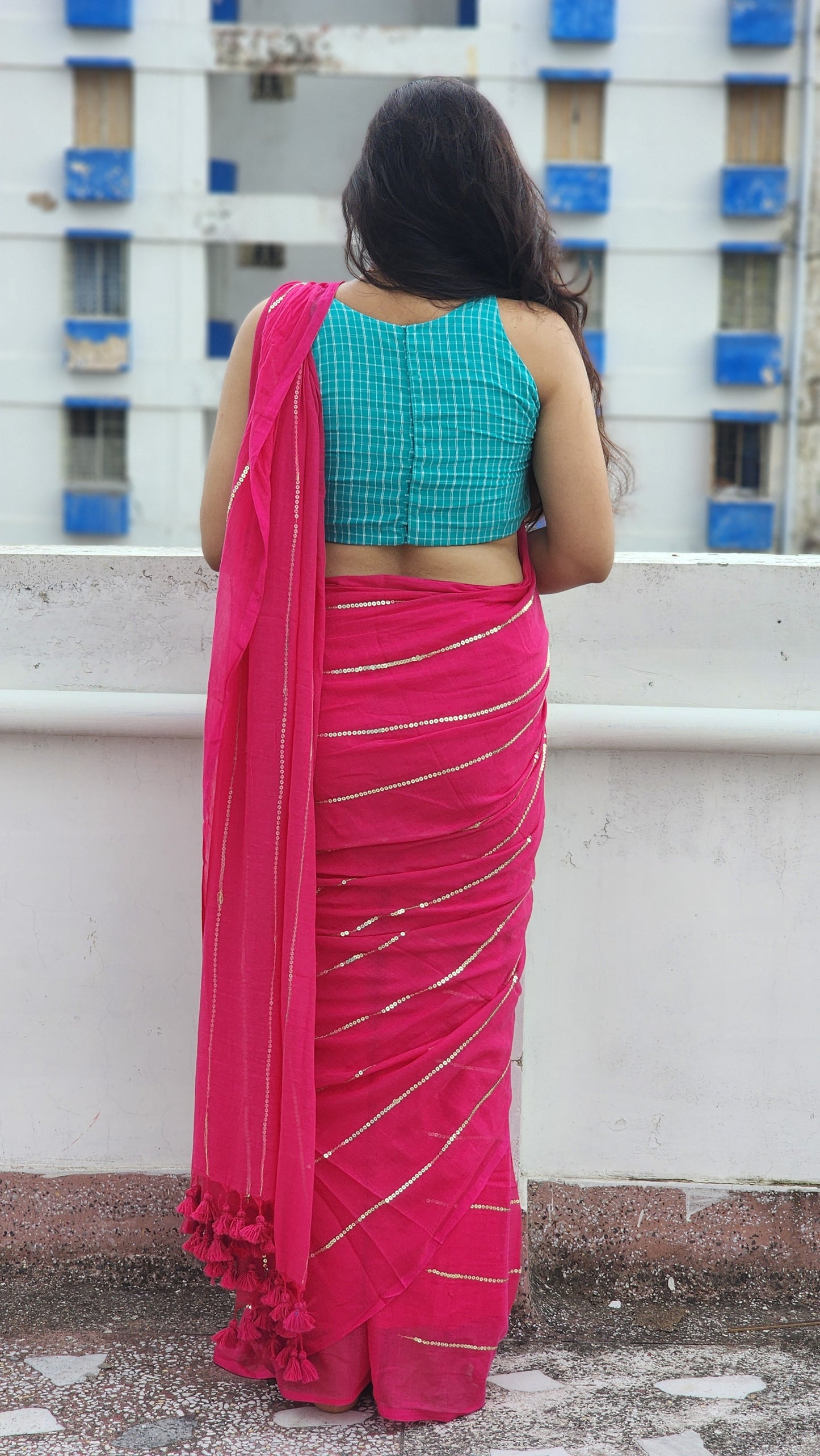 Rani Mul Cotton Sequin Saree