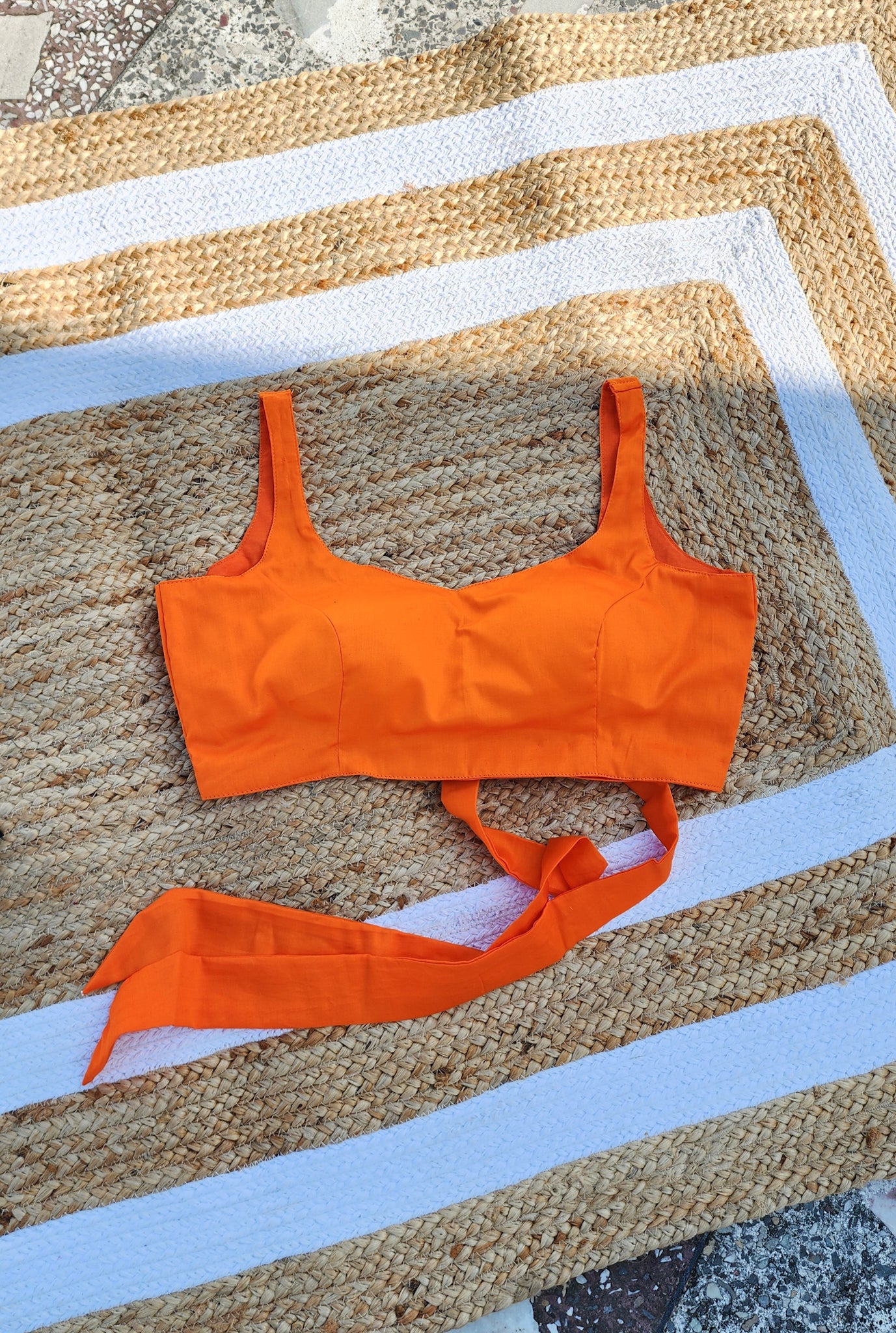 Orange Tie Up Blouse