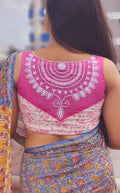 Pink White Embroidered Cotton Blouse