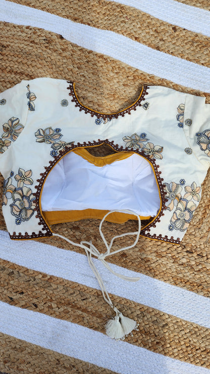 Off White Embroidered Blouse