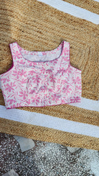 Pink White Embroidered Cotton Blouse