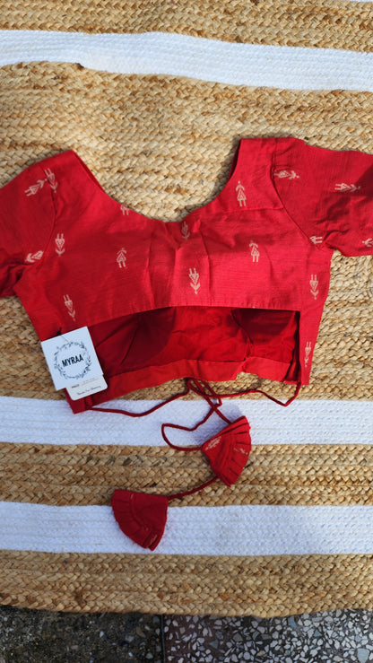 Red Jacquard Blouse