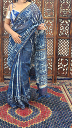 Sumbul Indigo Chanderi Cotton Silk Saree