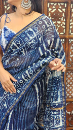 Sumbul Indigo Chanderi Cotton Silk Saree