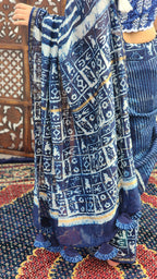 Sumbul Indigo Chanderi Cotton Silk Saree