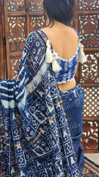 Sumbul Indigo Chanderi Cotton Silk Saree