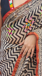 Ebon Waves Cotton Silk Saree