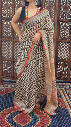 Ebon Waves Cotton Silk Saree