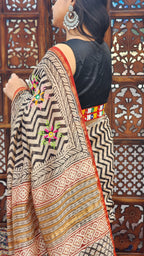 Ebon Waves Cotton Silk Saree