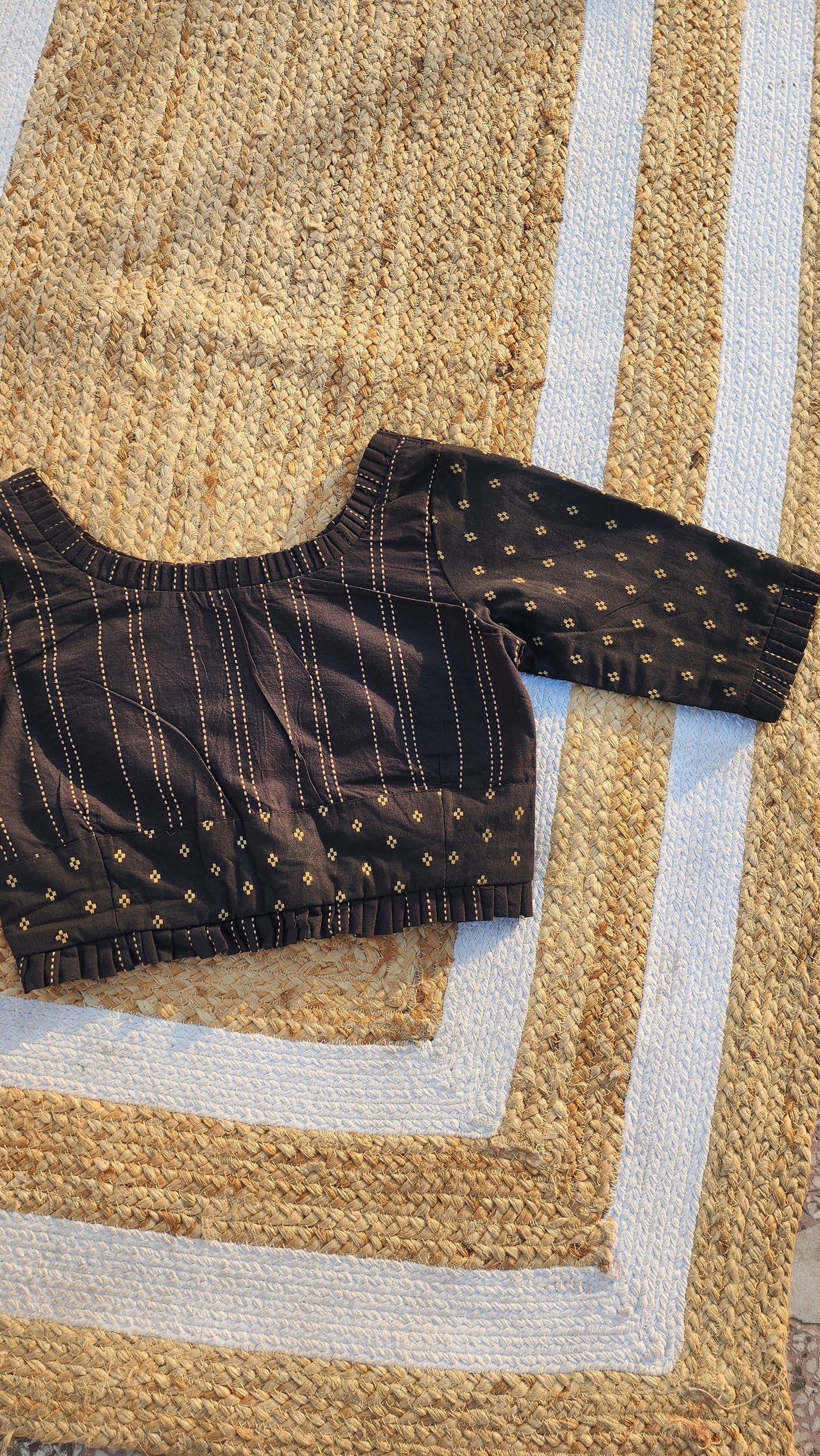 Black Jacquard Cotton Blouse