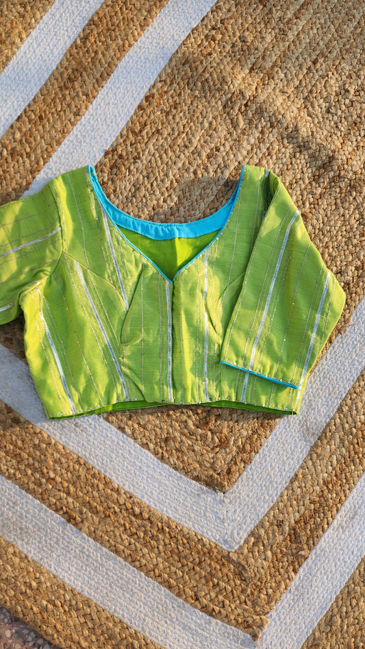 Neon Green Chanderi Blouse