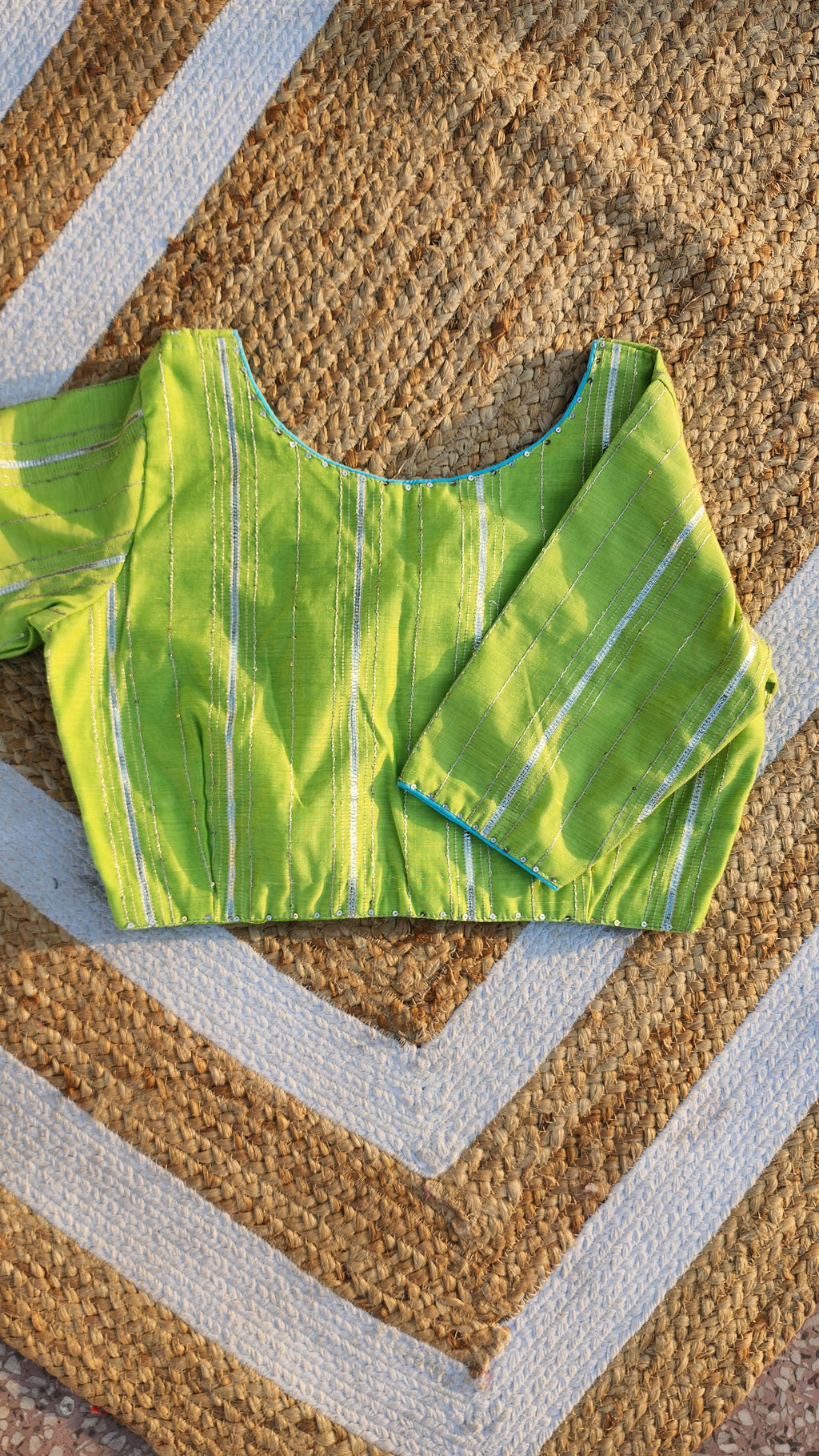 Neon Green Chanderi Blouse