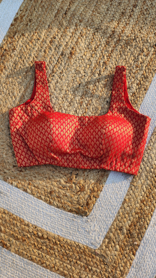 Red Brocade  Blouse