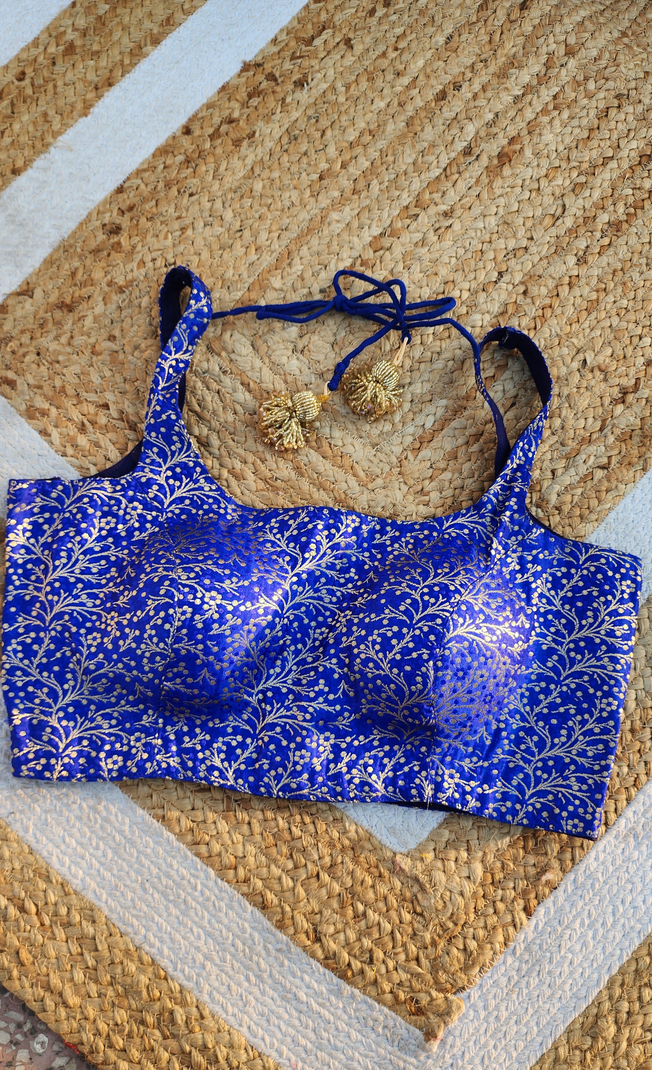 Blue Brocade Blouse