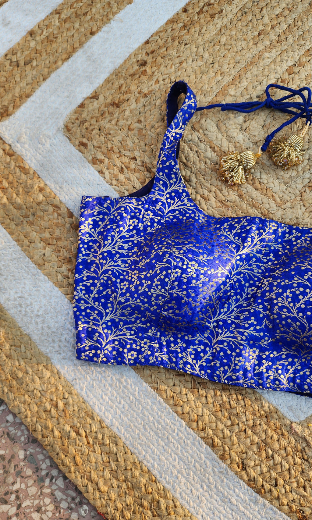 Blue Brocade Blouse