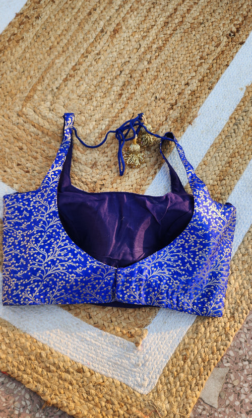 Blue Brocade Blouse