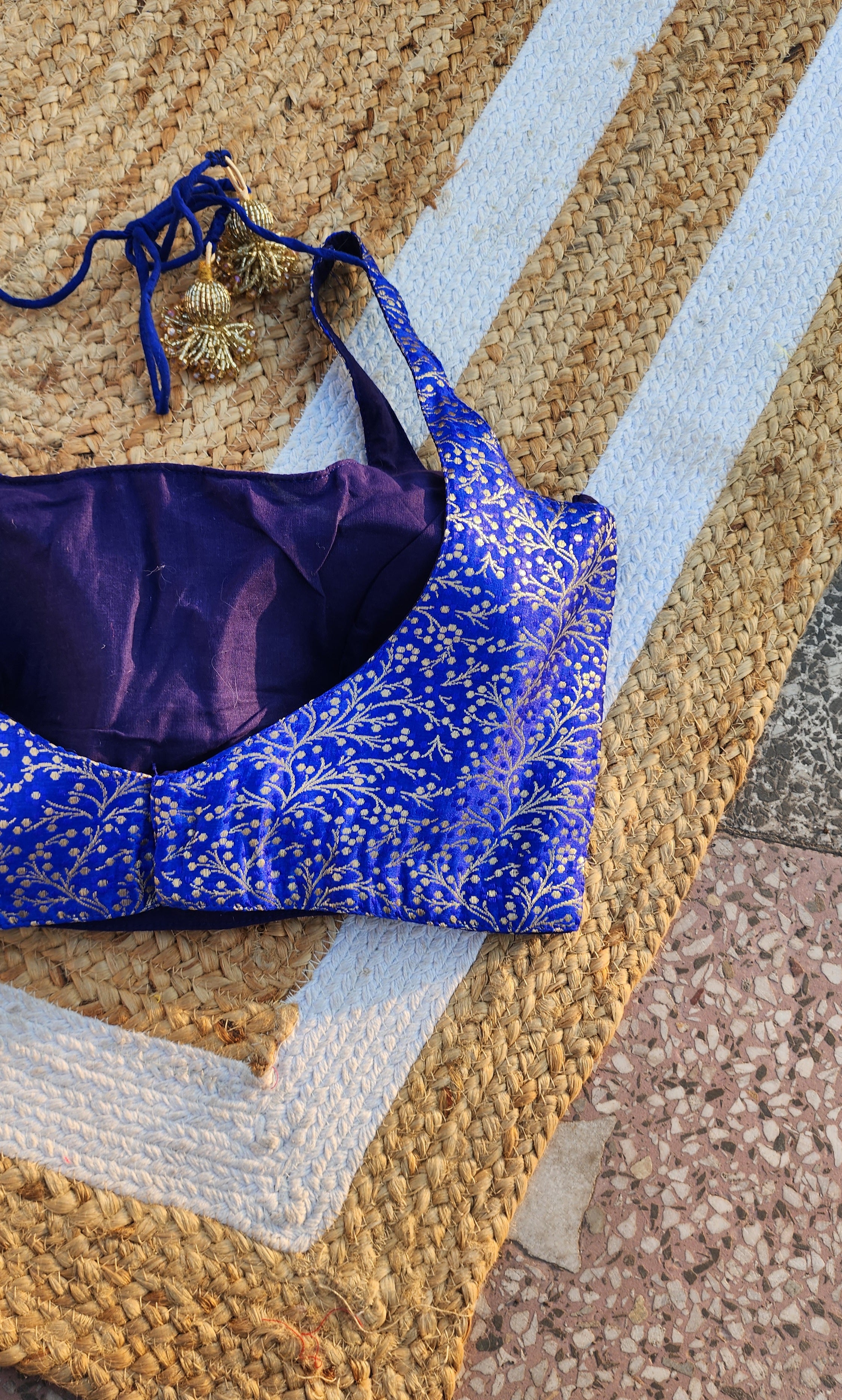 Blue Brocade Blouse