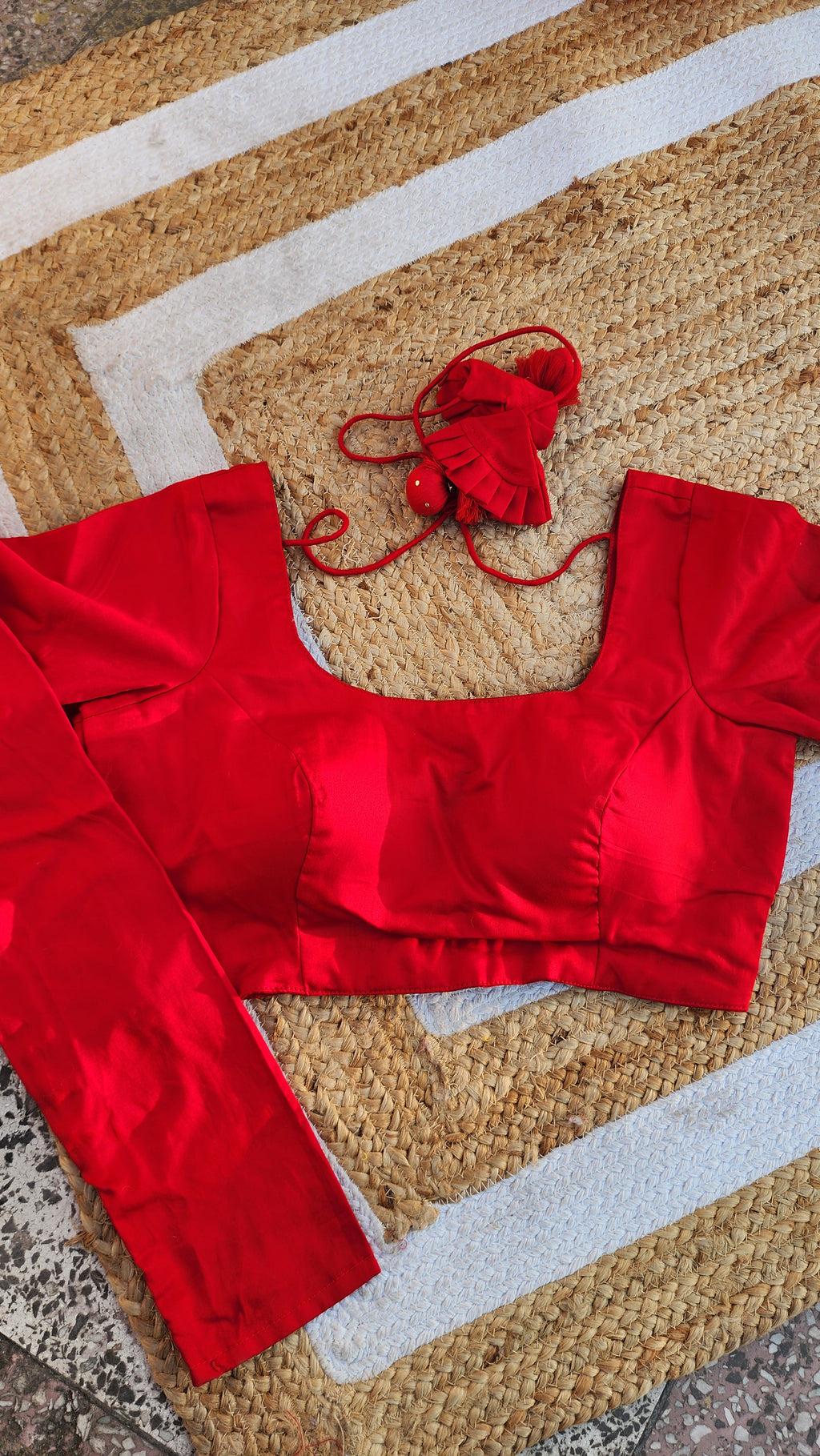 Red Cotton Silk Full Sleeve Blouse
