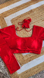 Red Cotton Silk Full Sleeve Blouse