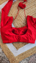 Red Cotton Silk Full Sleeve Blouse