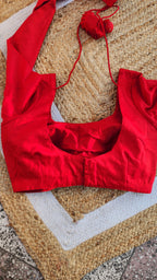 Red Cotton Silk Full Sleeve Blouse