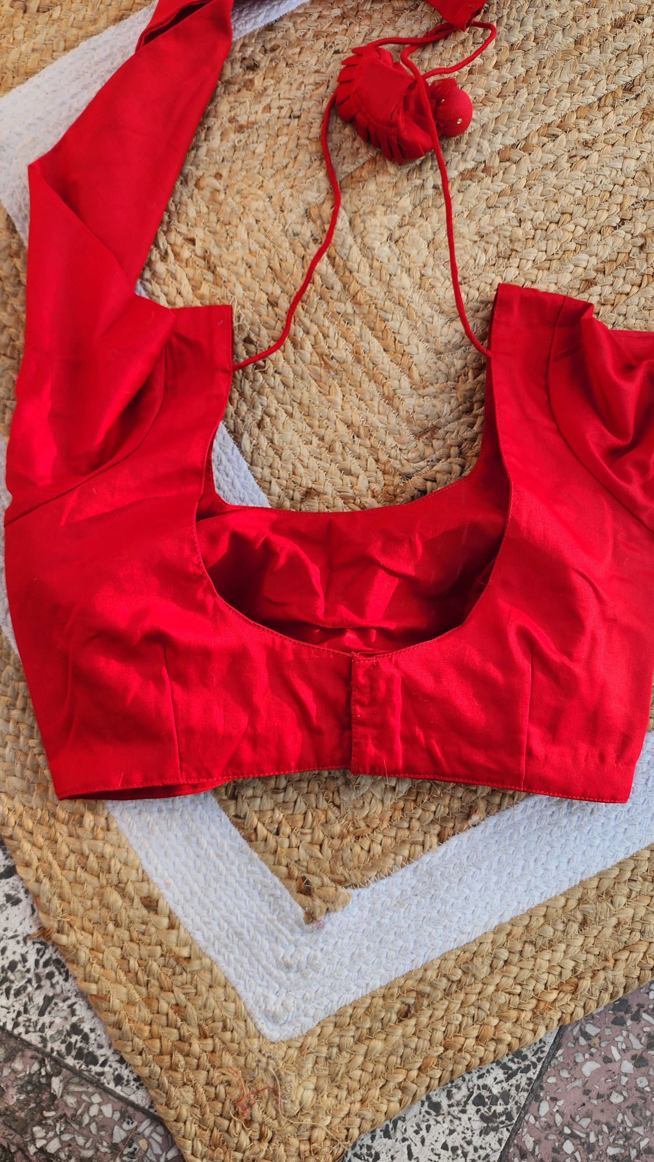 Red Cotton Silk Full Sleeve Blouse