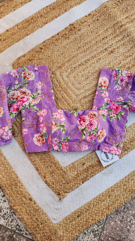 Lavender Modal Cutwork  Blouse