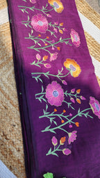 Secret Garden Eggplant Mulmul Saree