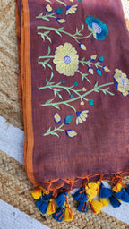 Secret Garden Cinnamon Mulmul Saree
