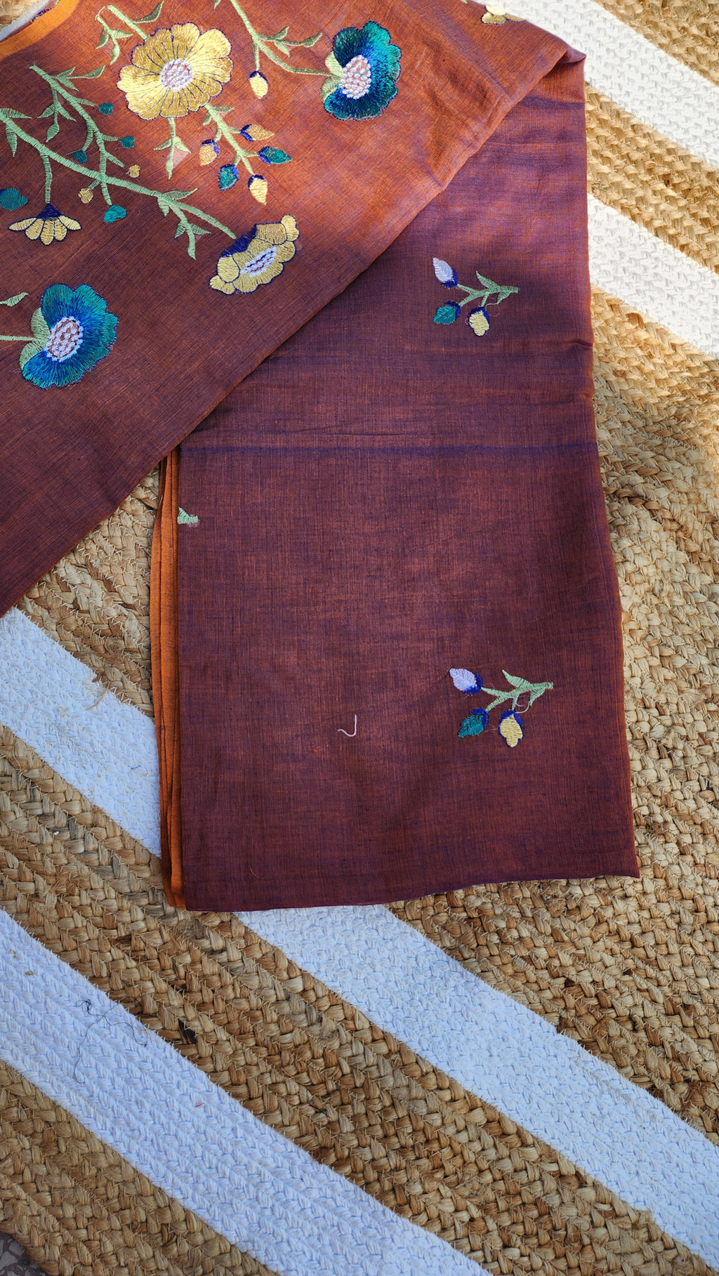 Secret Garden Cinnamon Mulmul Saree