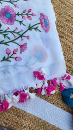 Secret Garden White Mulmul Saree