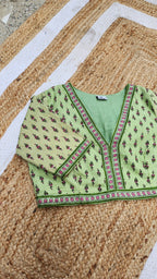 Pastle Green Printed Cotton Blouse