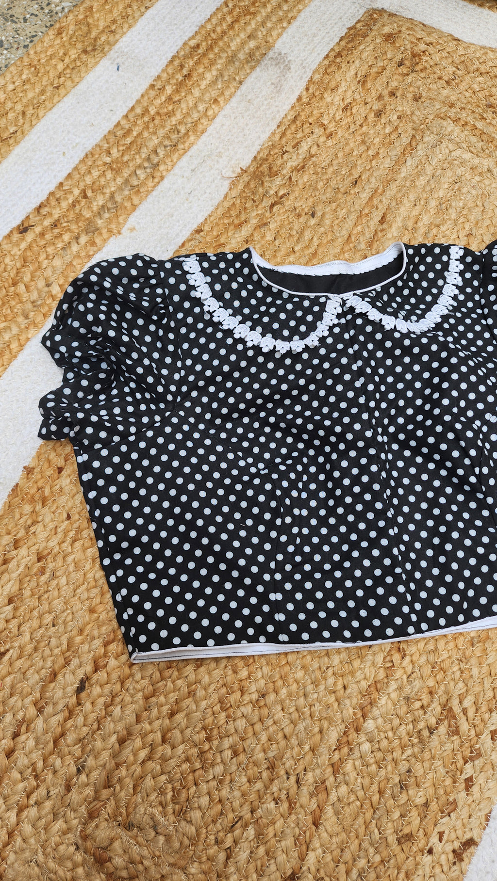 Black Polka Peter Pan Collar Blouse