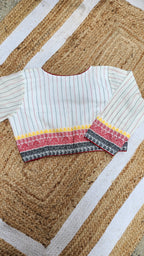 White Kantha Cotton Blouse