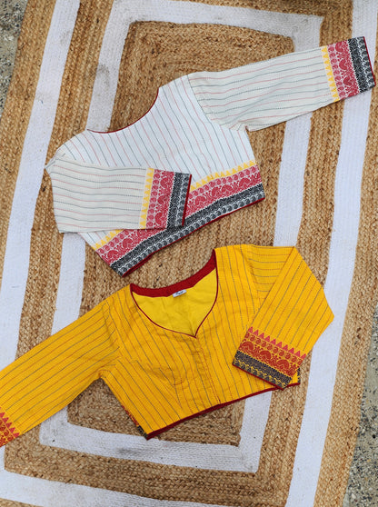 Yellow Kantha Cotton Blouse