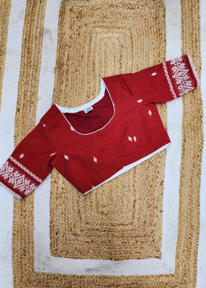 Maroon Bano Jamdani Blouse