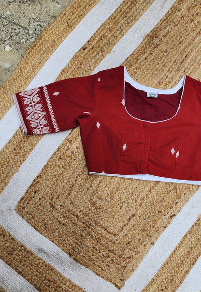 Maroon Bano Jamdani Blouse