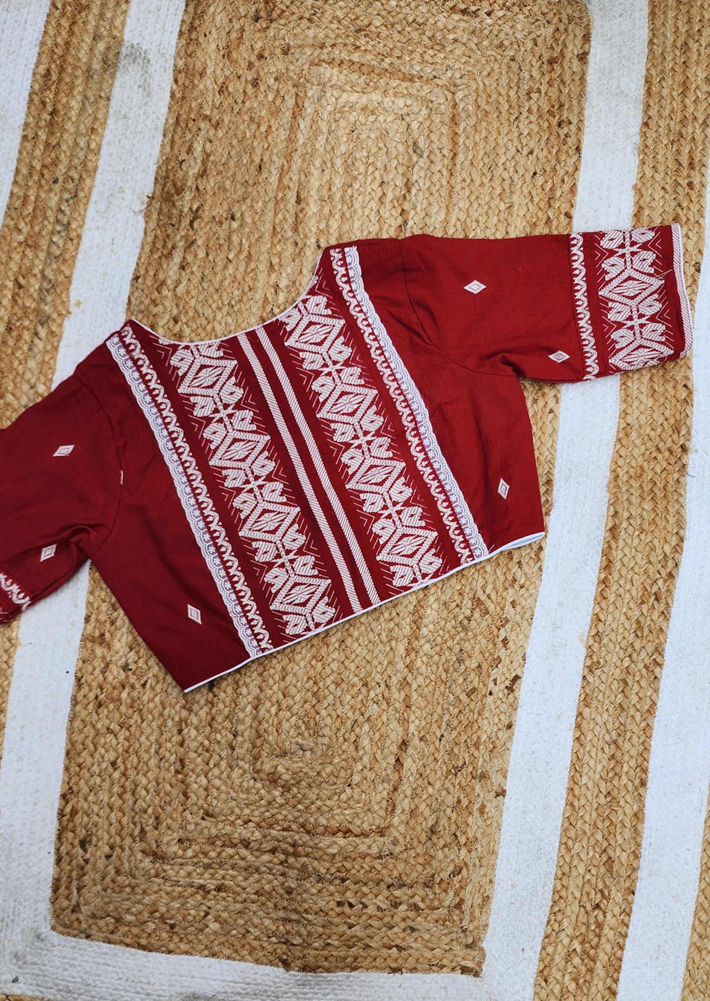 Maroon Bano Jamdani Blouse