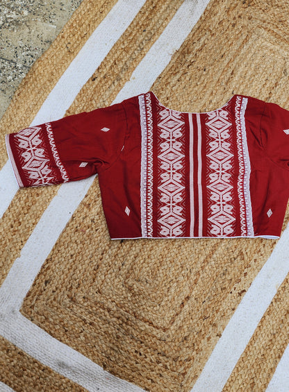 Maroon Bano Jamdani Blouse