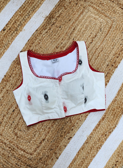 White Jamdani Sleeveless Blouse