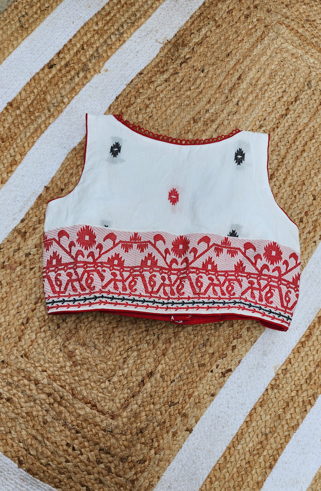 White Jamdani Sleeveless Blouse