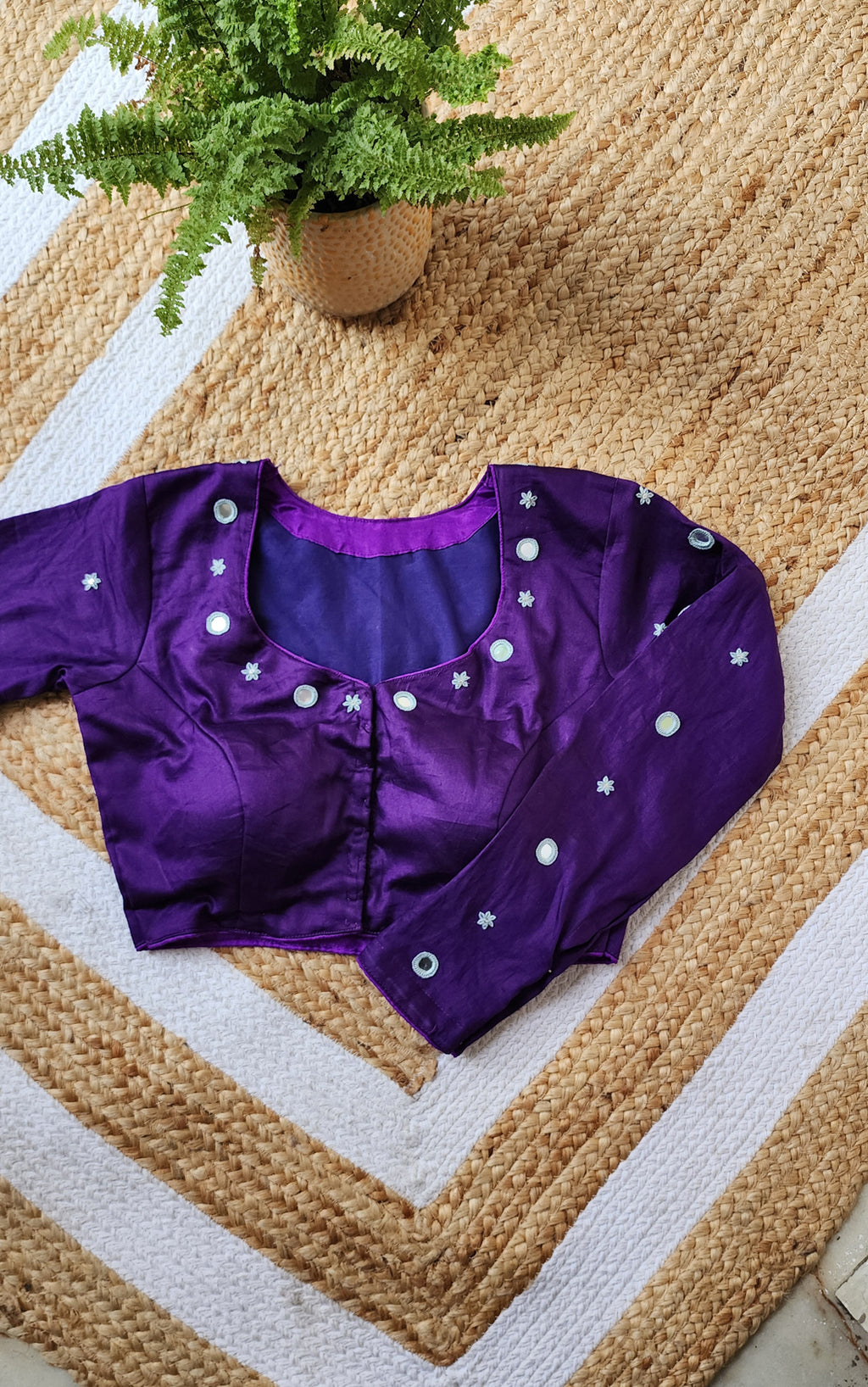 Purple Mirror Work Blouse