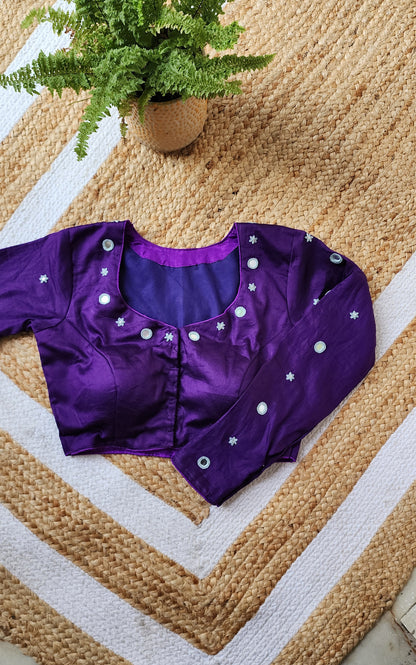 Purple Mirror Work Blouse