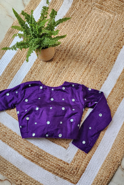 Purple Mirror Work Blouse