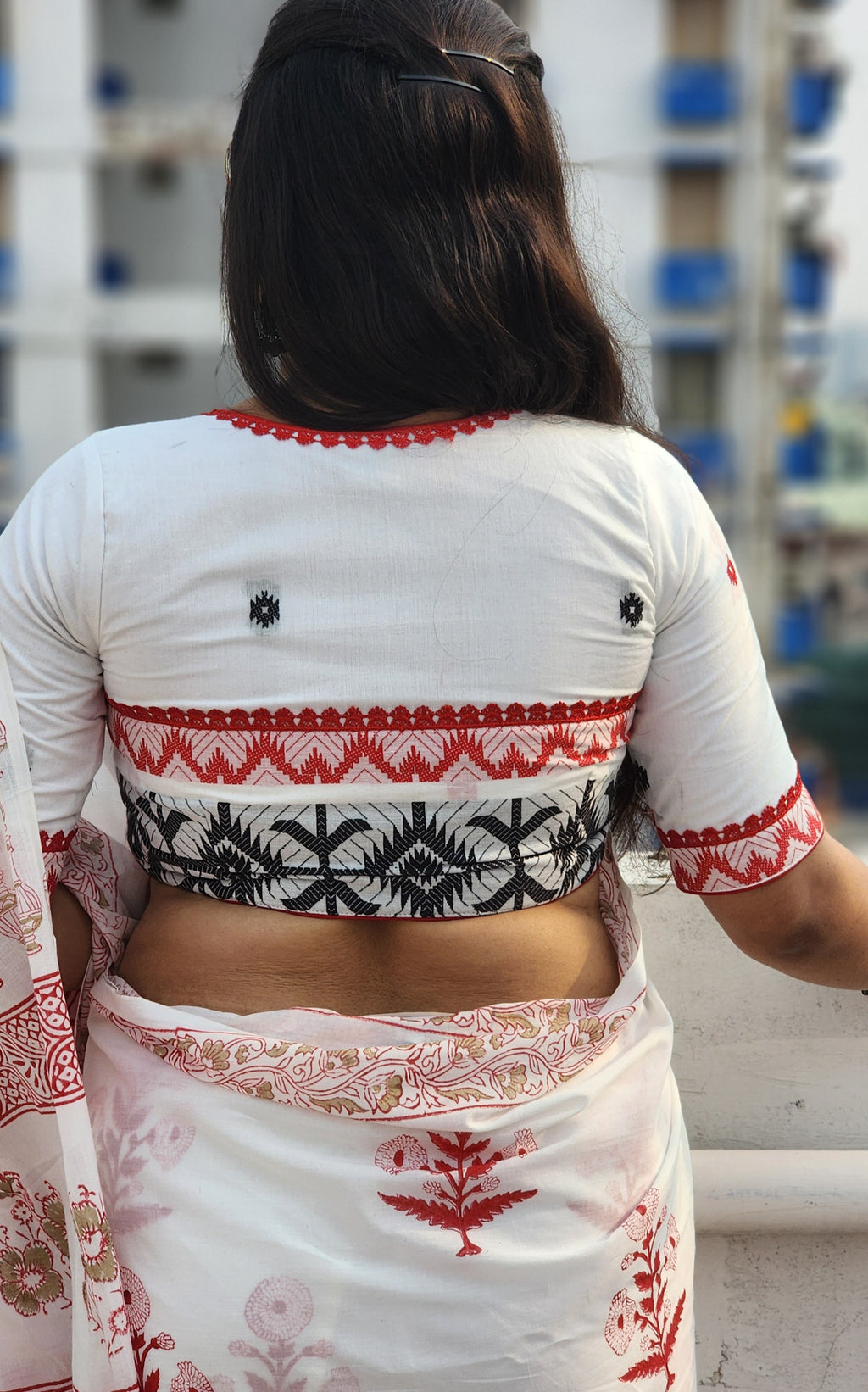 White Jamdani  Saba Cotton Blouse