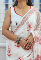 White Jamdani Sleeveless Blouse