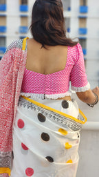 Baby Pink Polka Puff Sleeve Blouse