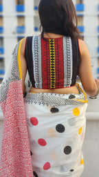 Black Kantha Cotton Sleeveless Blouse