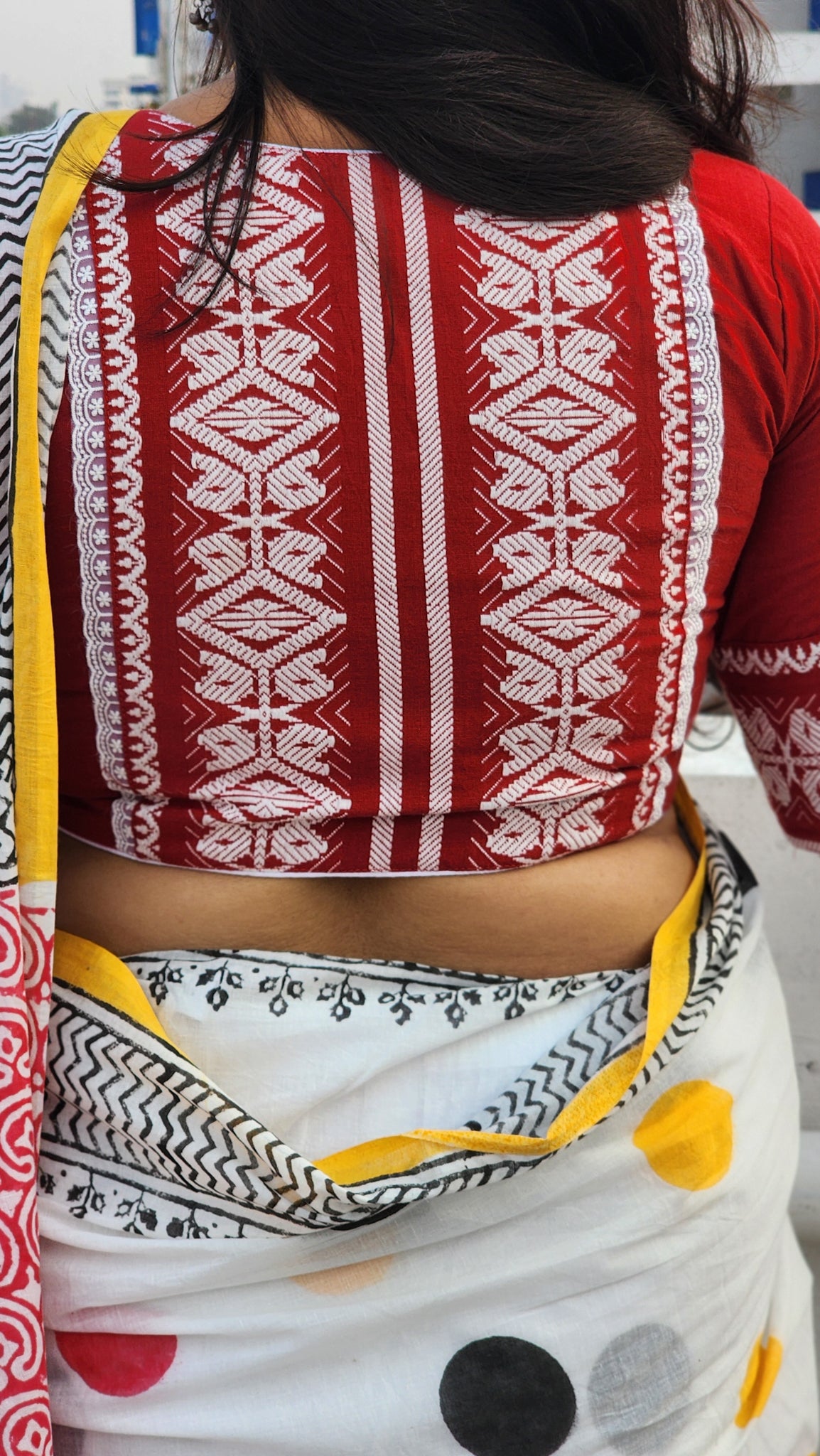 Maroon Bano Jamdani Blouse