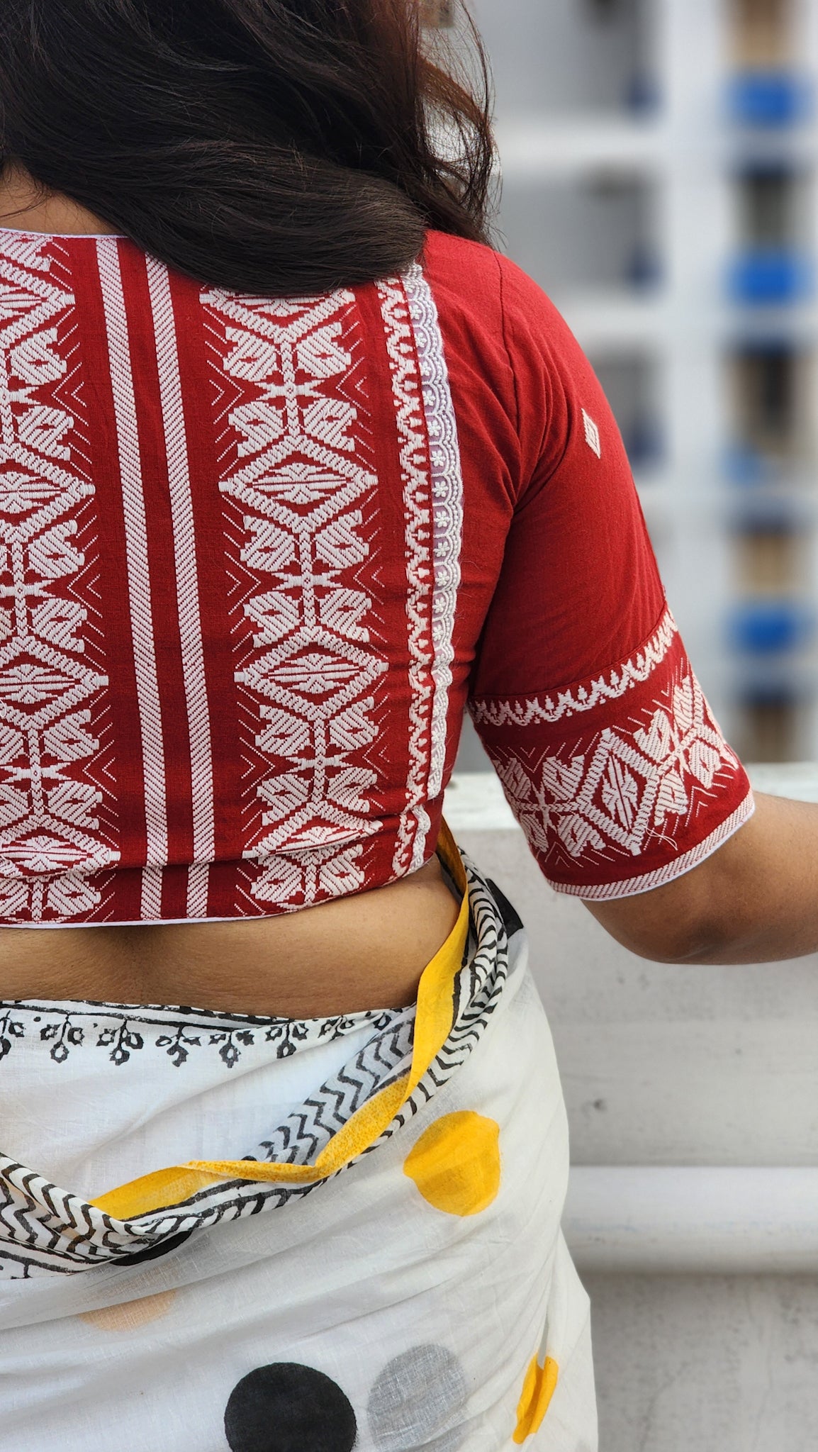 Maroon Bano Jamdani Blouse